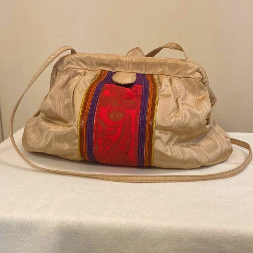 Sacks Fifth Avenue Bag embossed silk multi-colored fabric crossbody bag